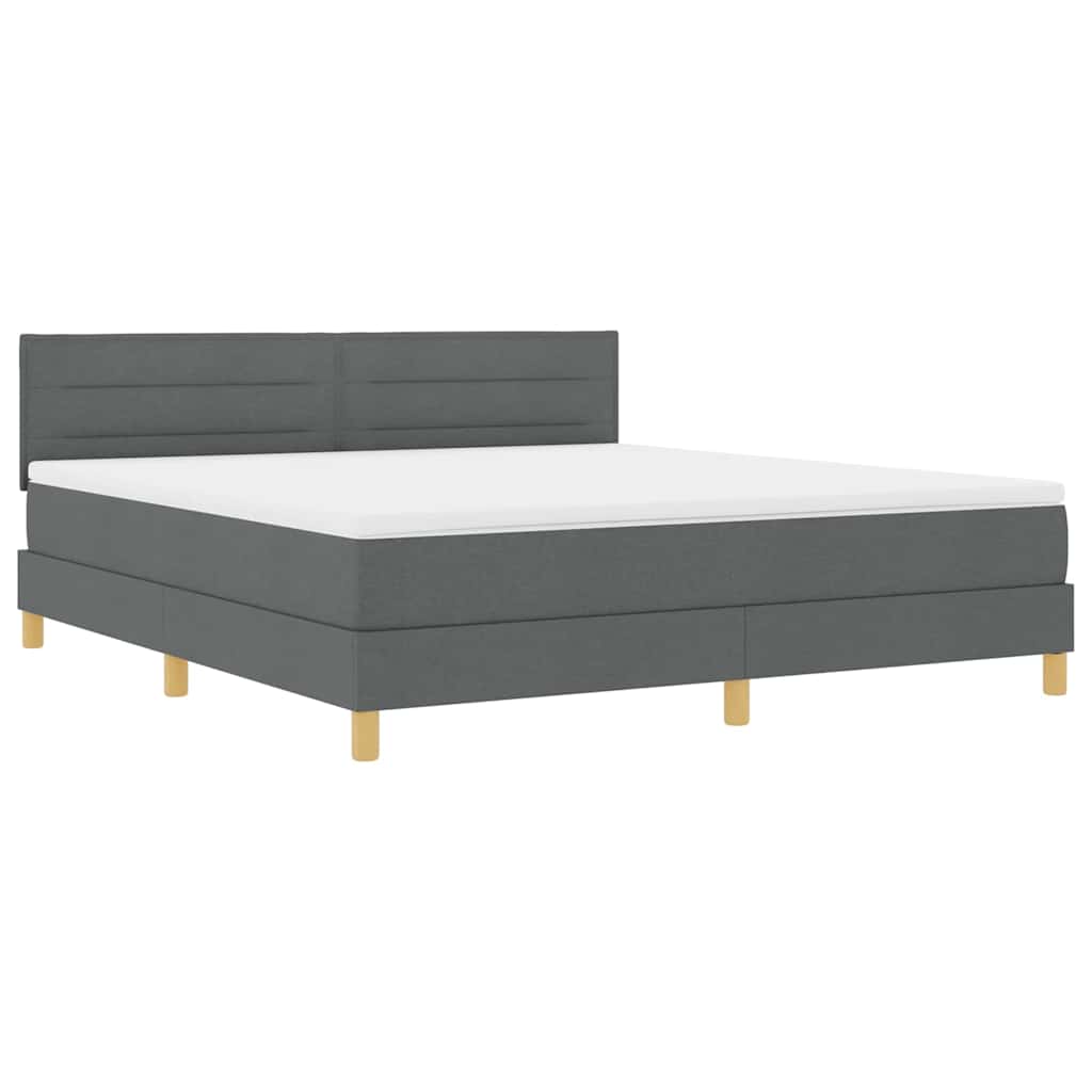 LED Box Spring Bed med hovedgærde Mørkegrå 180 x 200 cm Stof