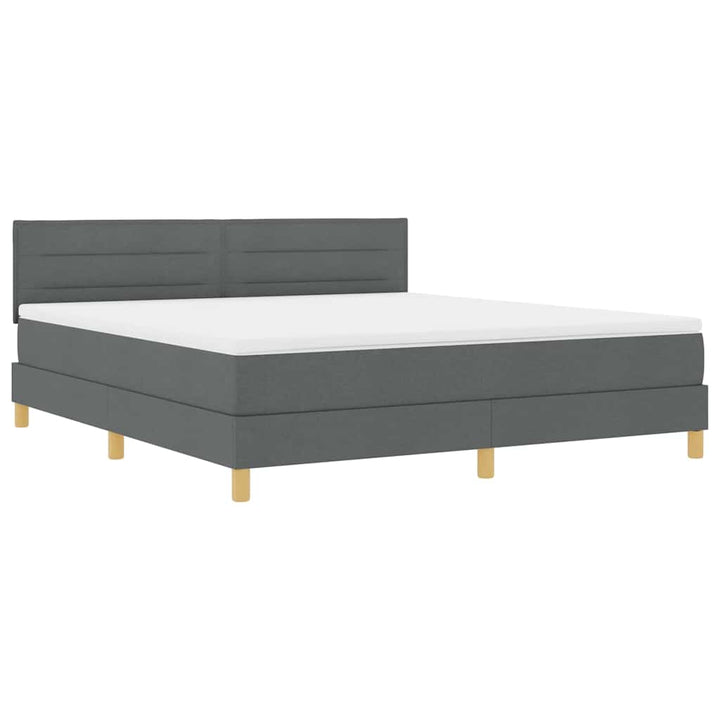 LED Box Spring Bed med hovedgærde Mørkegrå 180 x 200 cm Stof