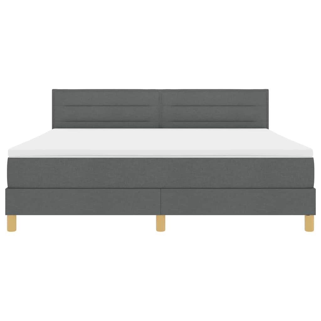 LED Box Spring Bed med hovedgærde Mørkegrå 180 x 200 cm Stof