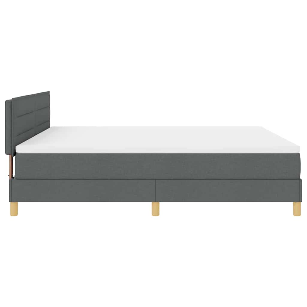 LED Box Spring Bed med hovedgærde Mørkegrå 180 x 200 cm Stof