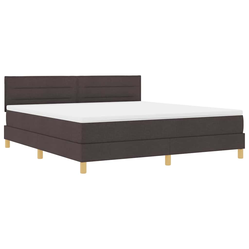 LED Box Spring Bed med hovedgærde Mørk Brun 180 x 200 cm Stof