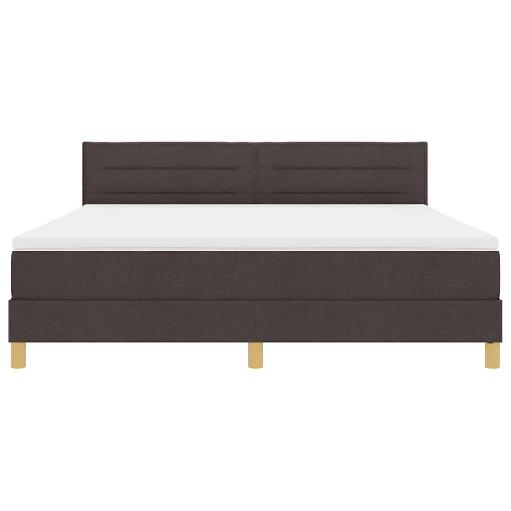 LED Box Spring Bed med hovedgærde Mørk Brun 180 x 200 cm Stof