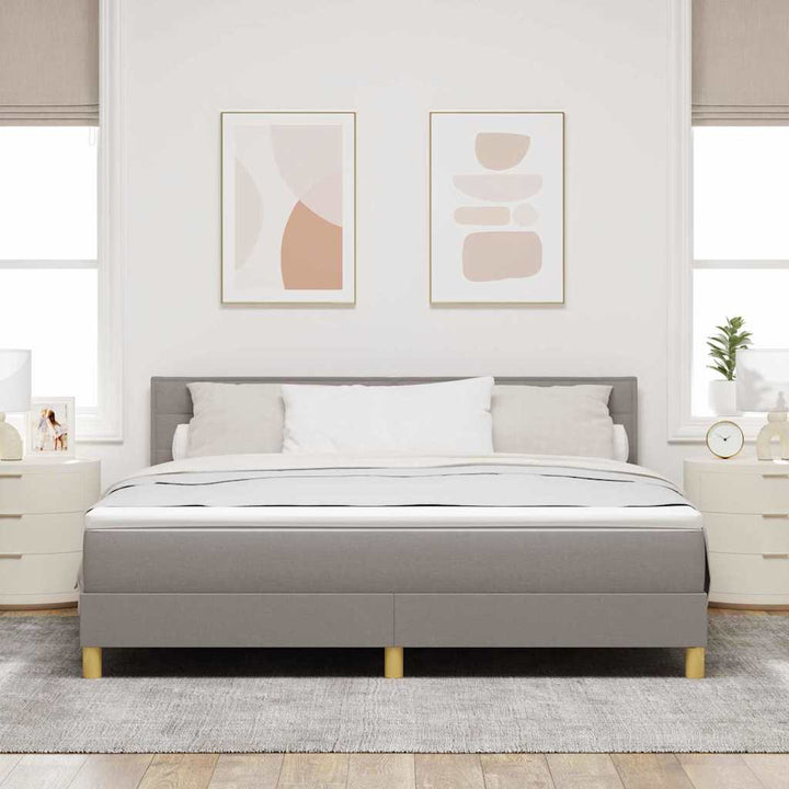 LED Box Spring Bed med hovedgærde Gråbrun 180 x 200 cm Stof
