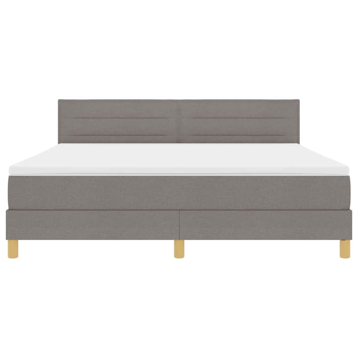 LED Box Spring Bed med hovedgærde Gråbrun 180 x 200 cm Stof