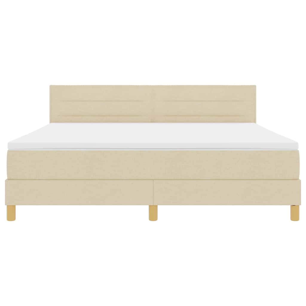 LED Box Spring Bed med LED-lysstrimler Creme 180 x 200 cm Stof