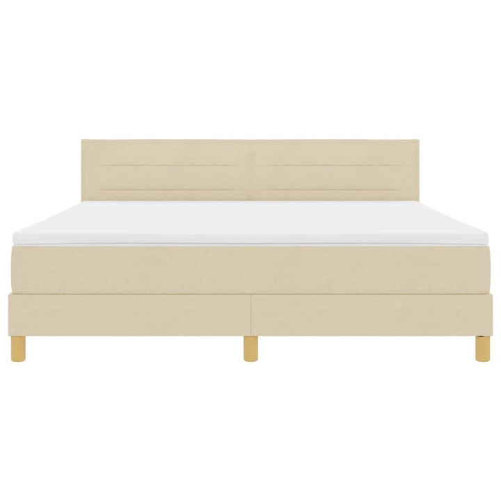 LED Box Spring Bed med LED-lysstrimler Creme 180 x 200 cm Stof