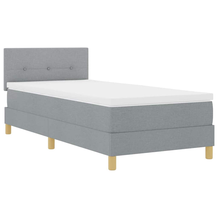 LED Box Spring Bed med LED-lysstrimler Lysegrå 80 x 200 cm Stof