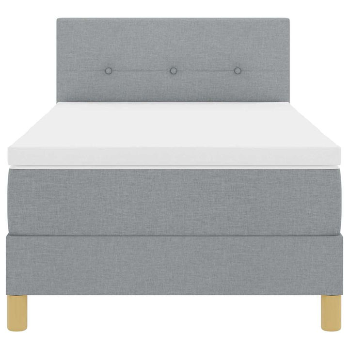 LED Box Spring Bed med LED-lysstrimler Lysegrå 80 x 200 cm Stof