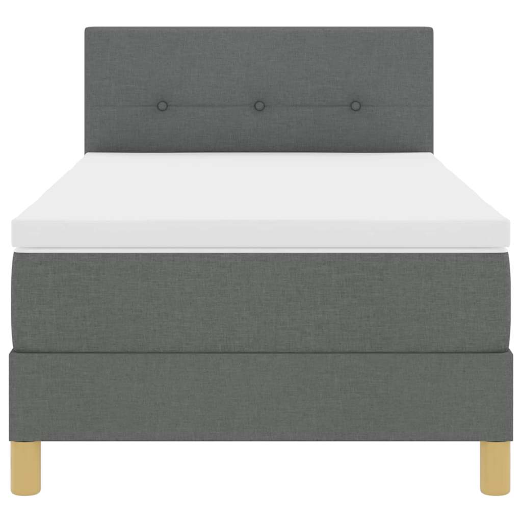 LED Box Spring Bed med hovedgærde Mørkegrå 90 x 190 cm Stof