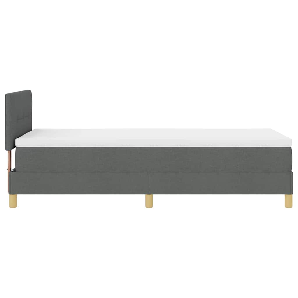 LED Box Spring Bed med hovedgærde Mørkegrå 90 x 190 cm Stof