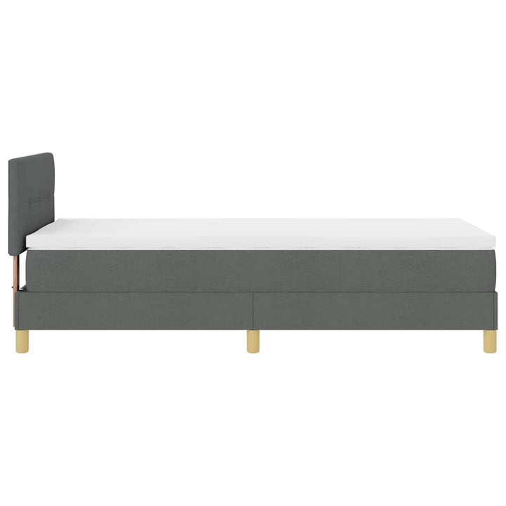 LED Box Spring Bed med hovedgærde Mørkegrå 90 x 190 cm Stof
