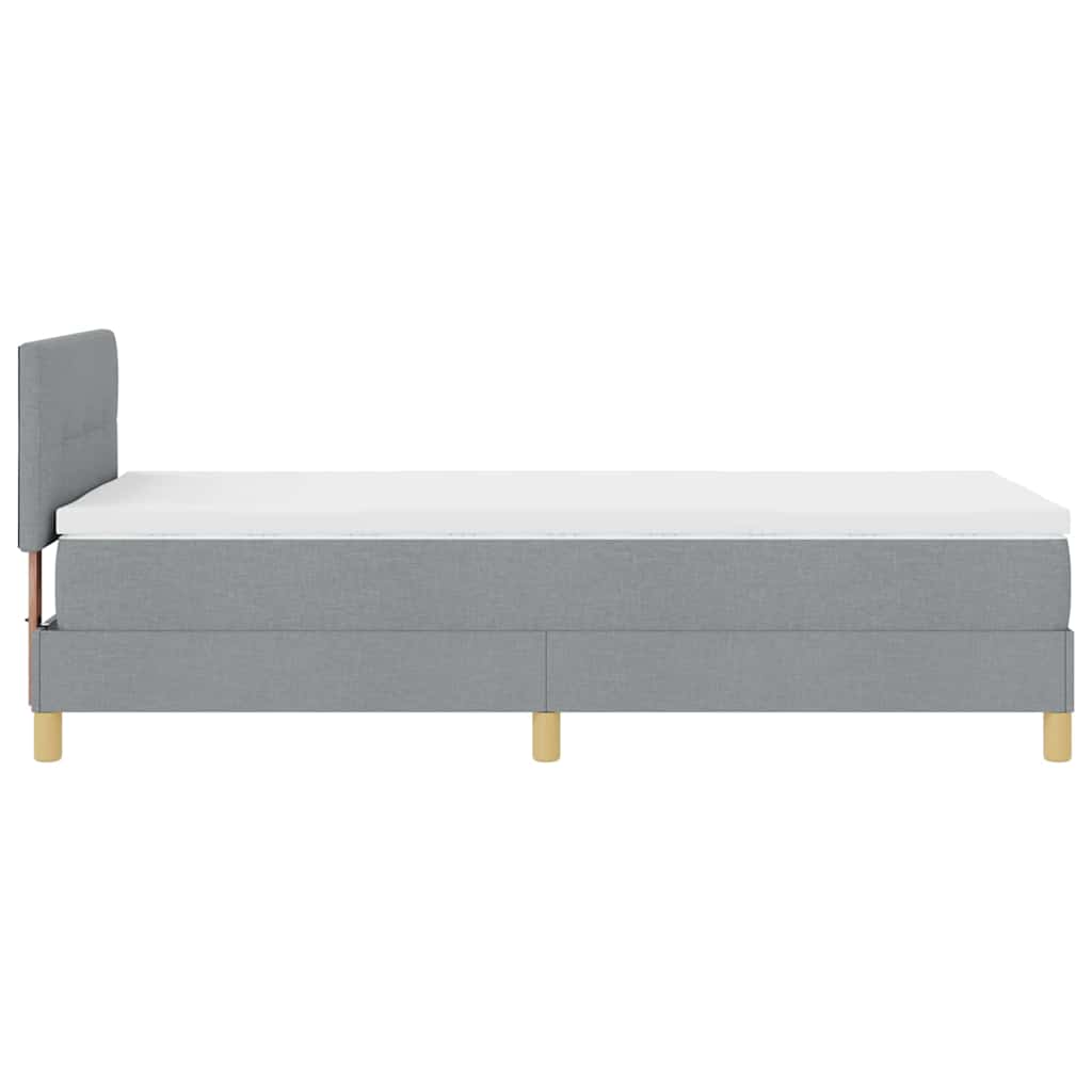 LED Box Spring Bed med LED-lysstrimler Lysegrå 90 x 200 cm Stof