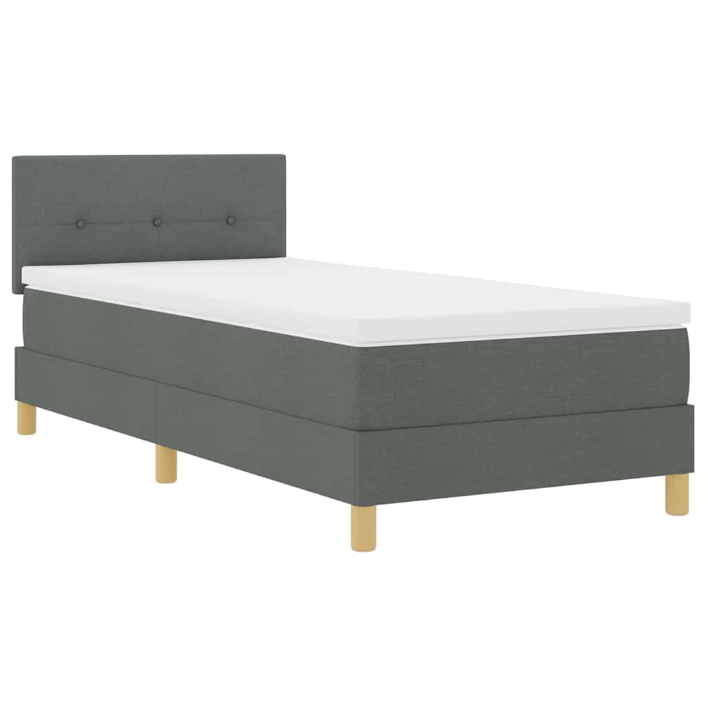 LED Box Spring Bed med hovedgærde Mørkegrå 90 x 200 cm Stof