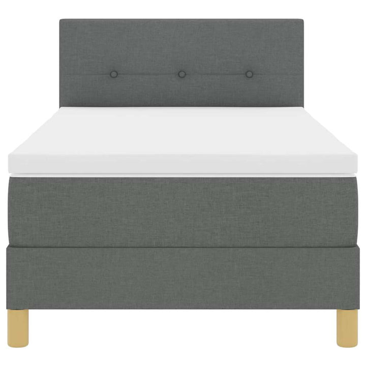 LED Box Spring Bed med pude Mørkegrå 100 x 200 cm Stof