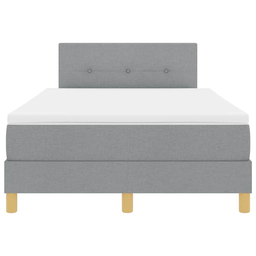 LED Box Spring Bed med hovedgærde Lysegrå 120 x 190 cm Stof