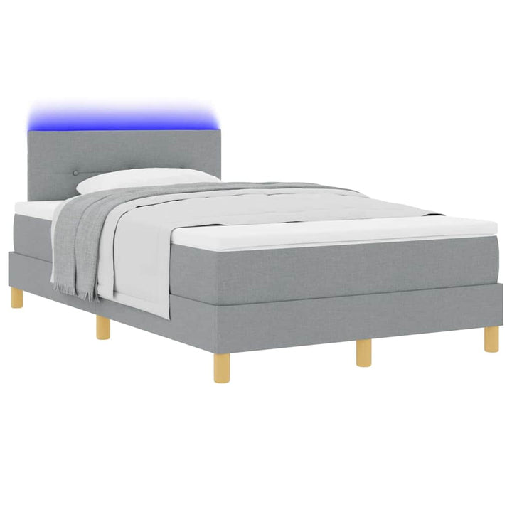 LED Box Spring Bed med hovedgærde Lysegrå 120 x 190 cm Stof