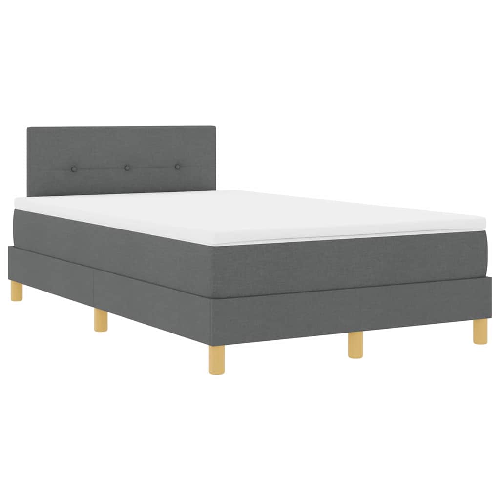 LED Box Spring Bed med hovedgærde Mørkegrå 120 x 190 cm Stof