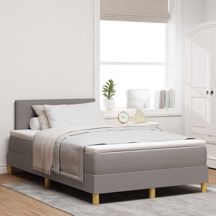 LED Box Spring Bed med hovedgærde Gråbrun 120 x 190 cm Stof