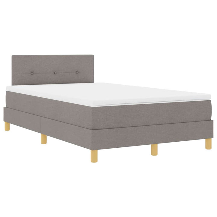 LED Box Spring Bed med hovedgærde Gråbrun 120 x 190 cm Stof