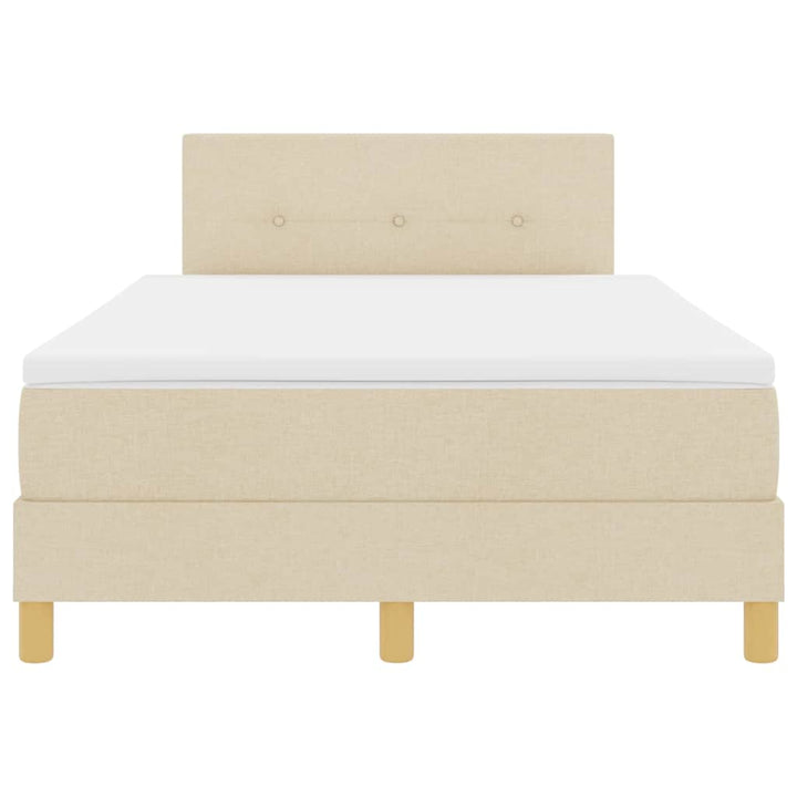 LED Box Spring Bed med LED-lysstrimler Creme 120 x 190 cm Stof