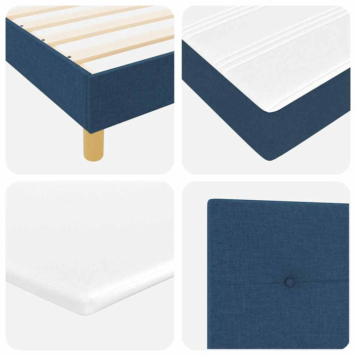LED Box Spring Bed med hovedgærde Blå 120 x 190 cm Stof