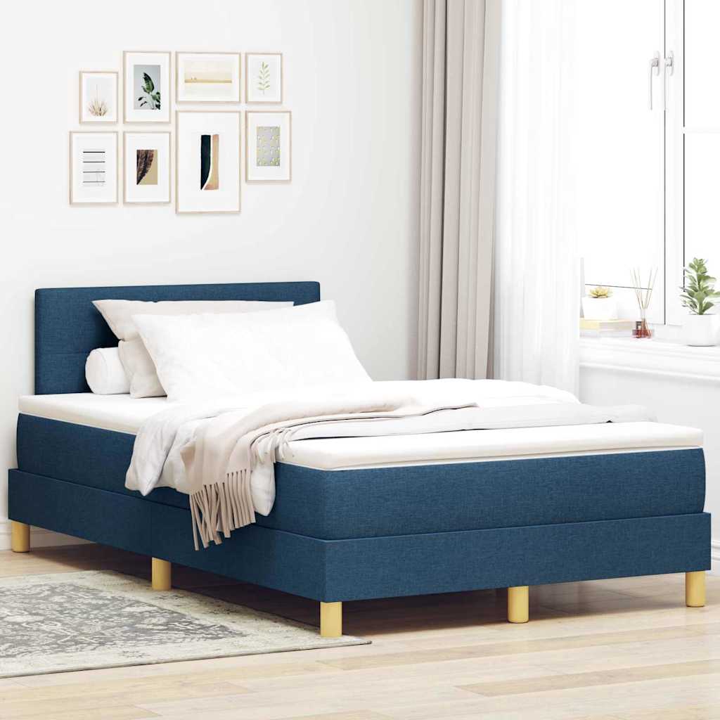 LED Box Spring Bed med hovedgærde Blå 120 x 190 cm Stof