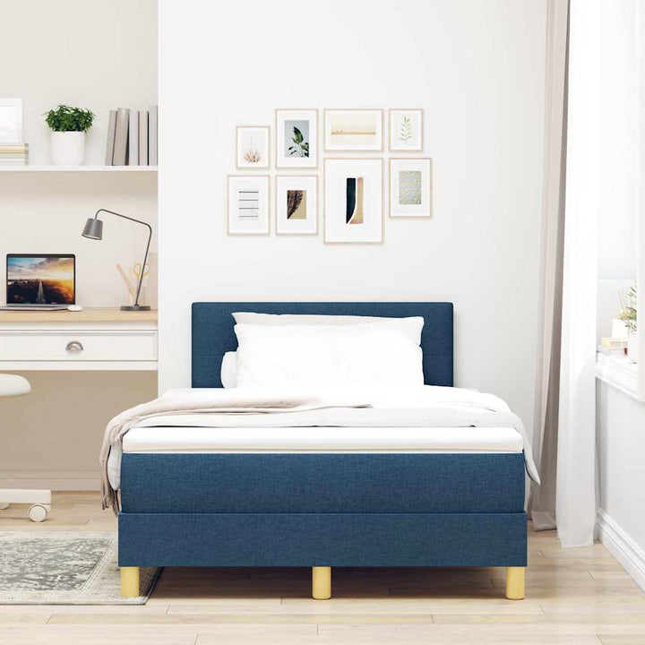LED Box Spring Bed med hovedgærde Blå 120 x 190 cm Stof