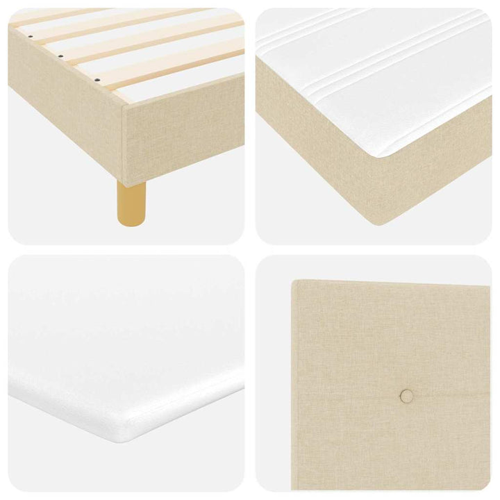 LED Box Spring Bed med LED-lysstrimler Creme 120 x 200 cm Stof