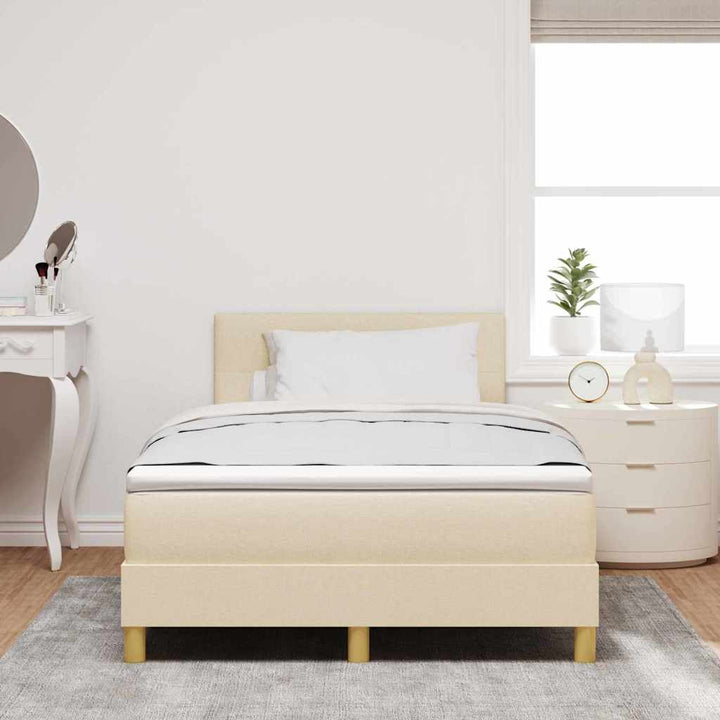 LED Box Spring Bed med LED-lysstrimler Creme 120 x 200 cm Stof