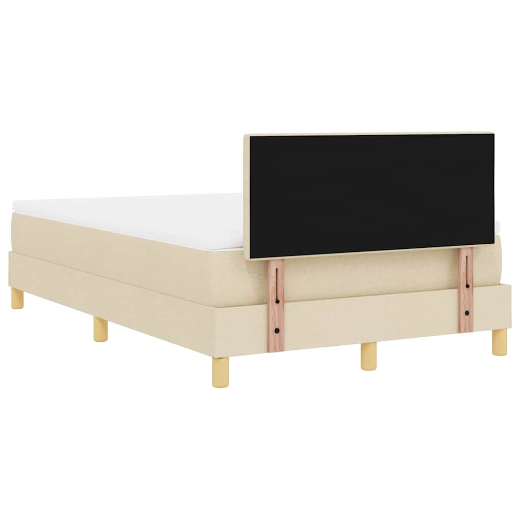 LED Box Spring Bed med LED-lysstrimler Creme 120 x 200 cm Stof