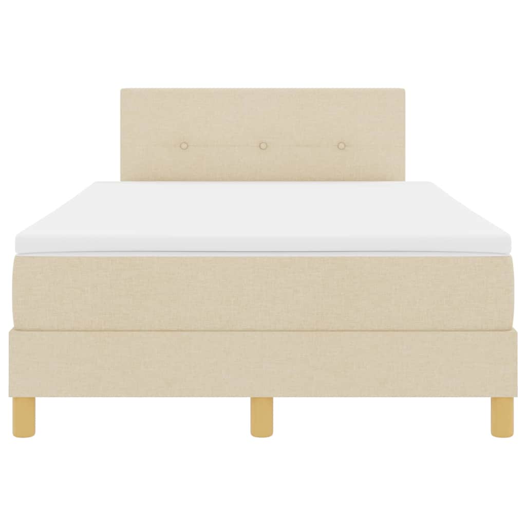 LED Box Spring Bed med LED-lysstrimler Creme 120 x 200 cm Stof