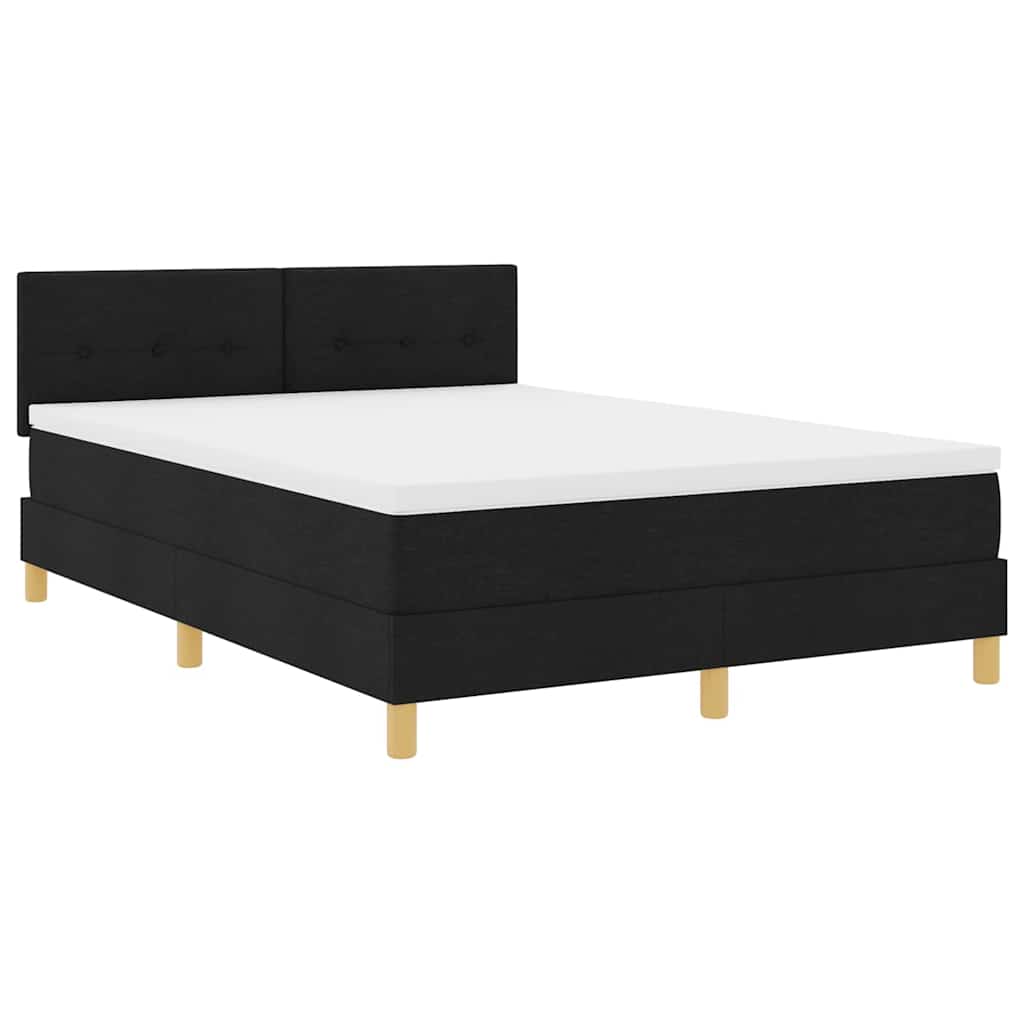 LED Box Spring Bed med LED-lysstrimler Sort 140 x 190 cm Stof