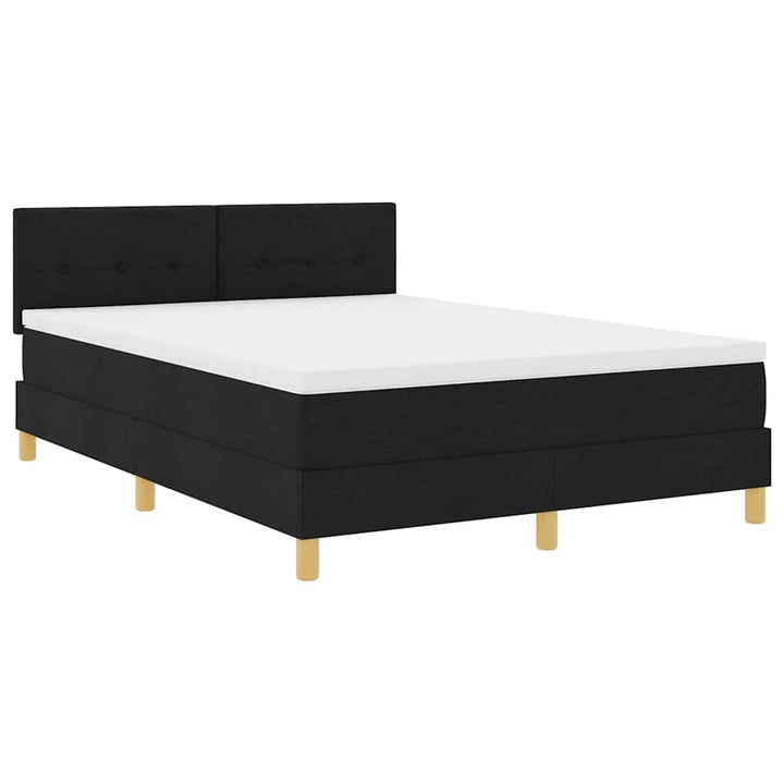 LED Box Spring Bed med LED-lysstrimler Sort 140 x 190 cm Stof