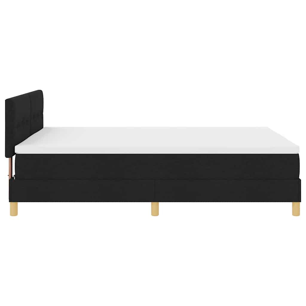 LED Box Spring Bed med LED-lysstrimler Sort 140 x 190 cm Stof