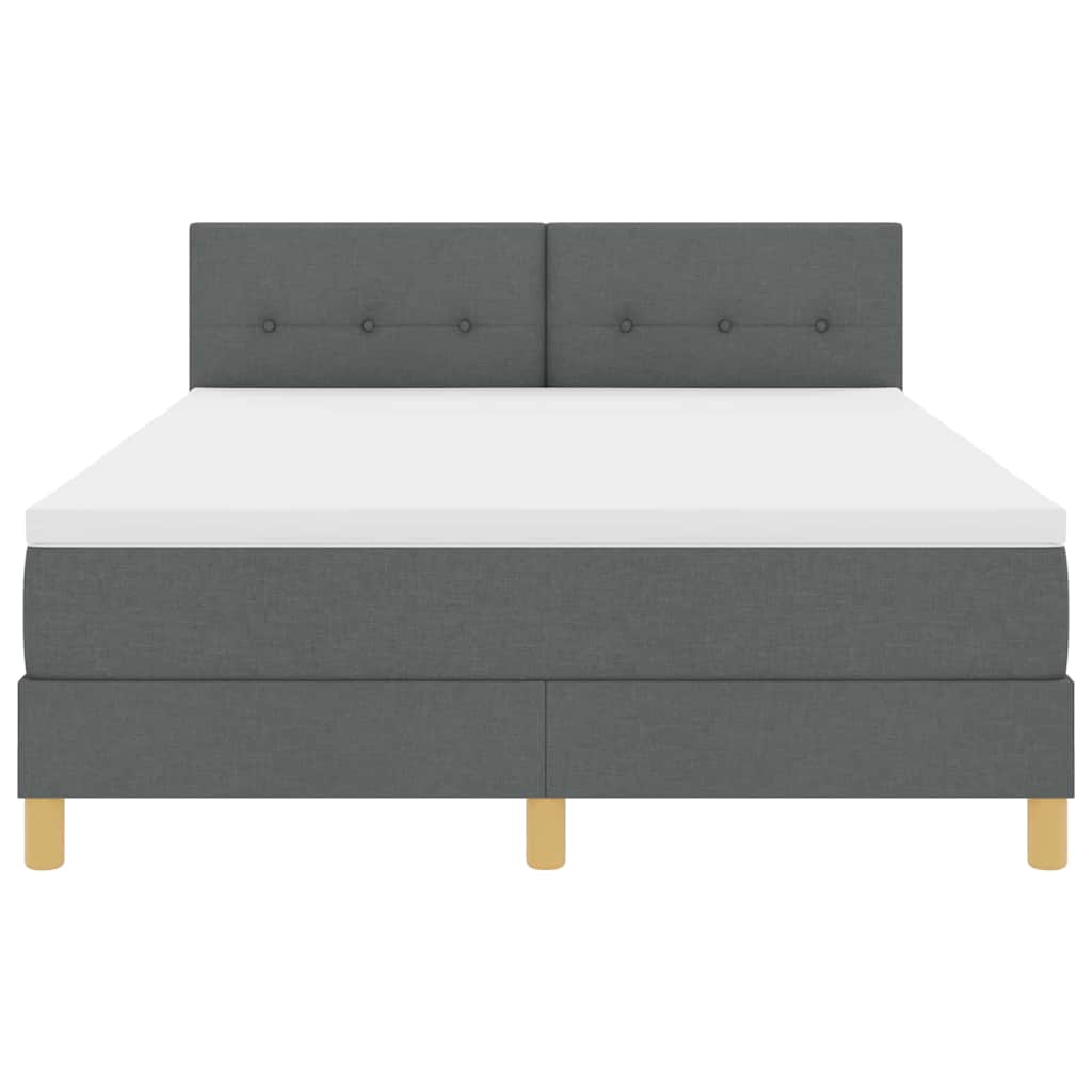 LED Box Spring Bed med hovedgærde Mørkegrå 140 x 200 cm Stof