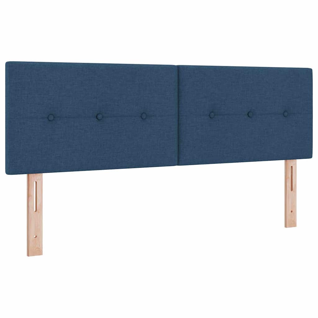 LED Box Spring Bed med LED-lysstrimler Blå 140 x 200 cm Stof