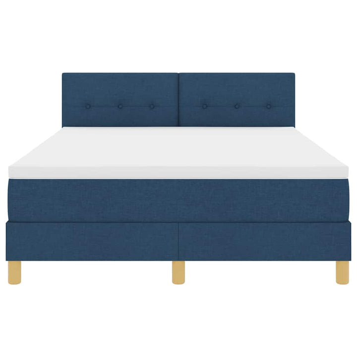 LED Box Spring Bed med LED-lysstrimler Blå 140 x 200 cm Stof