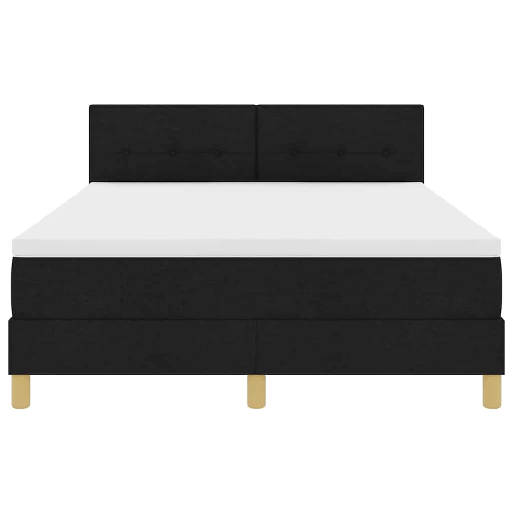 LED Box Spring Bed med pude Sort 160 x 200 cm Stof