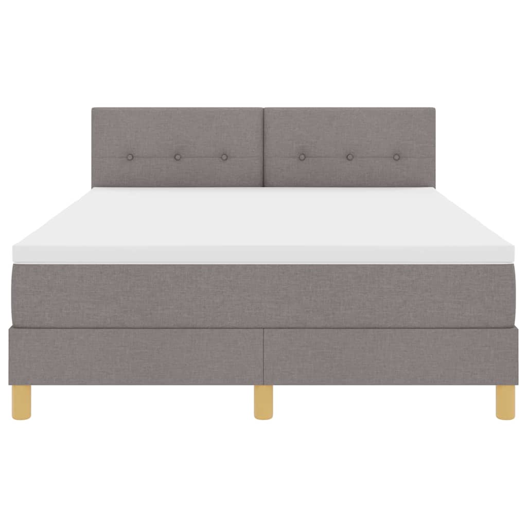 LED Box Spring Bed med hovedgærde Gråbrun 160 x 200 cm Stof