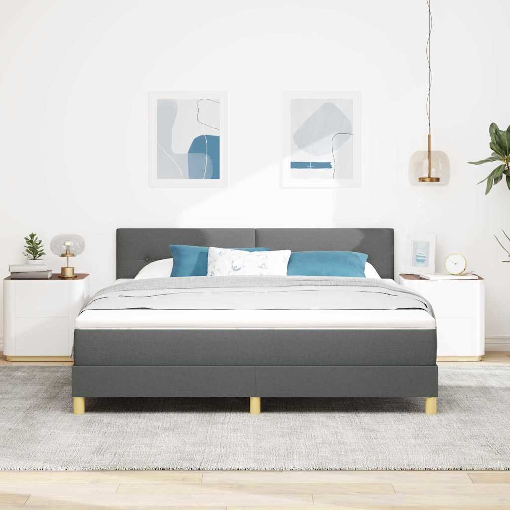LED Box Spring Bed med hovedgærde Mørkegrå 180 x 200 cm Stof