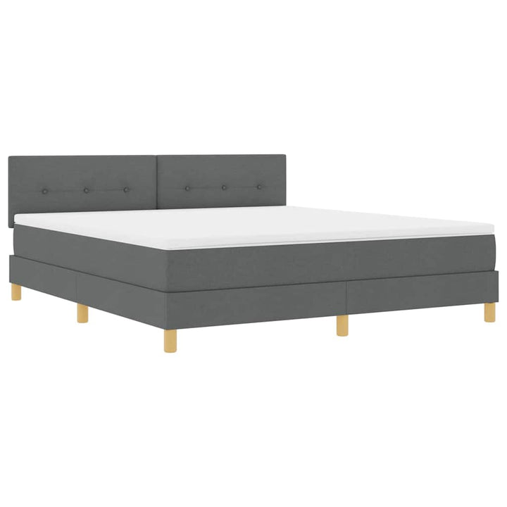LED Box Spring Bed med hovedgærde Mørkegrå 180 x 200 cm Stof