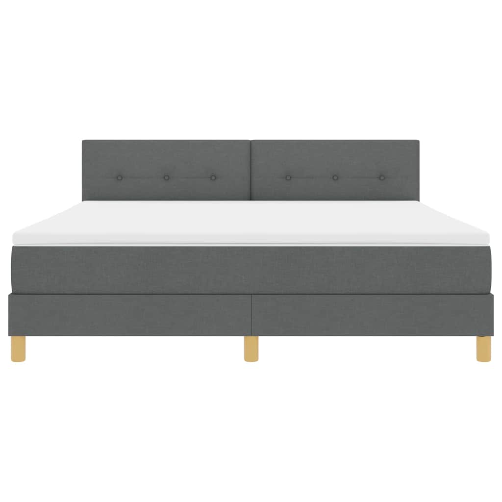 LED Box Spring Bed med hovedgærde Mørkegrå 180 x 200 cm Stof
