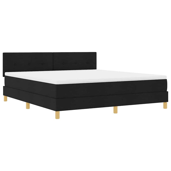 LED Box Spring Bed med LED-lysstrimler Sort 180 x 200 cm Stof