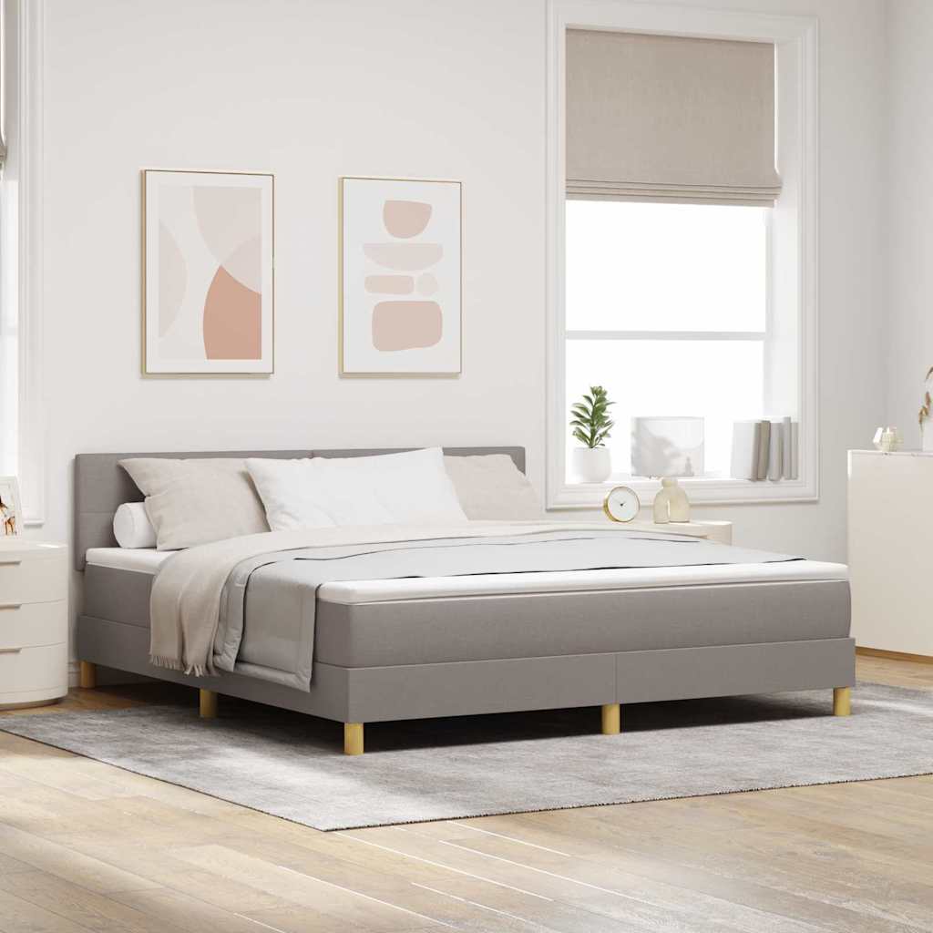 LED Box Spring Bed med hovedgærde Gråbrun 180 x 200 cm Stof