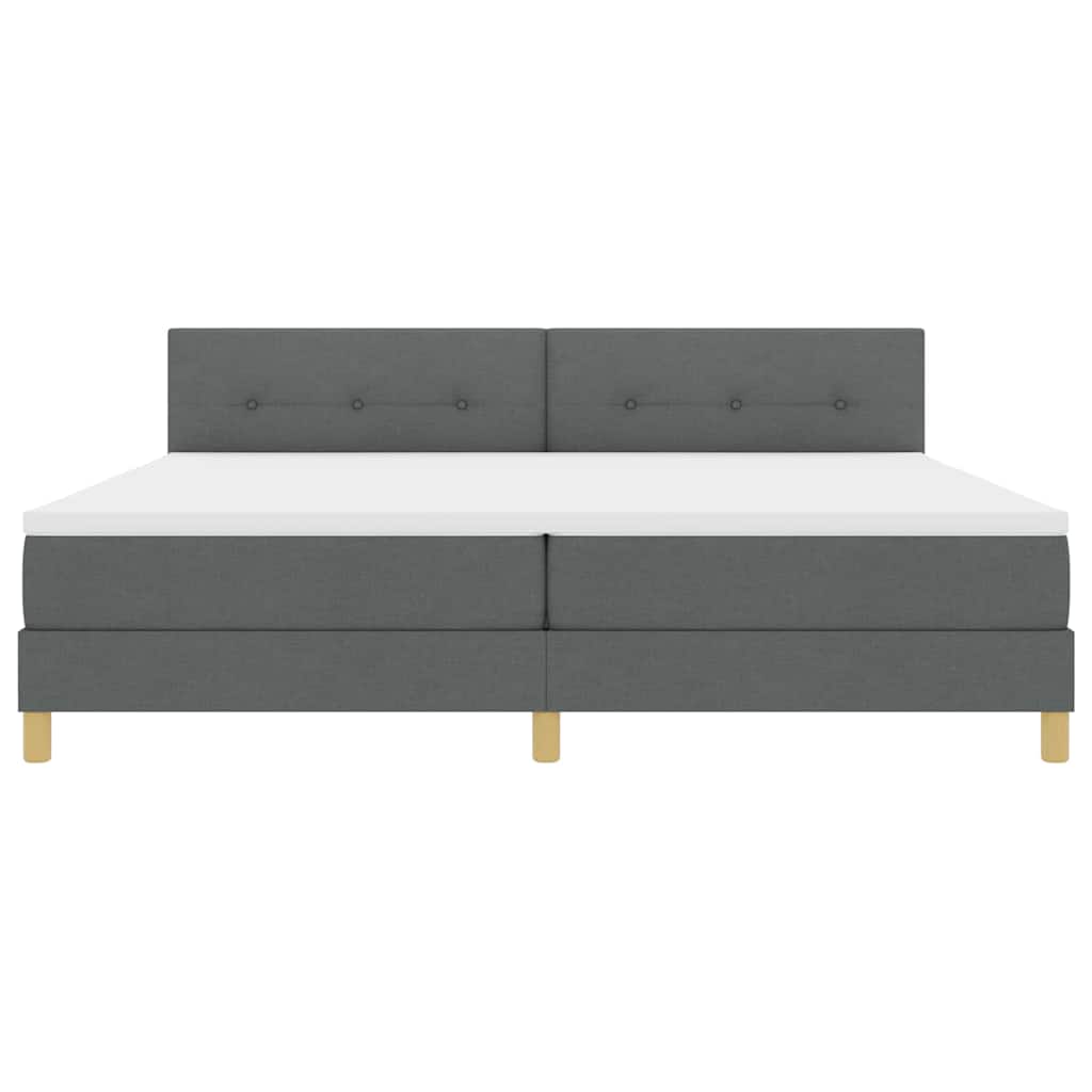 LED Box Spring Bed med hovedgærde Mørkegrå 200 x 200 cm Stof