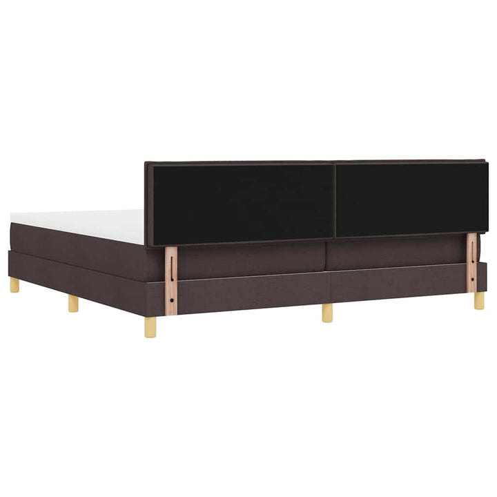 LED Box Spring Bed med hovedgærde Mørk Brun 200 x 200 cm Stof