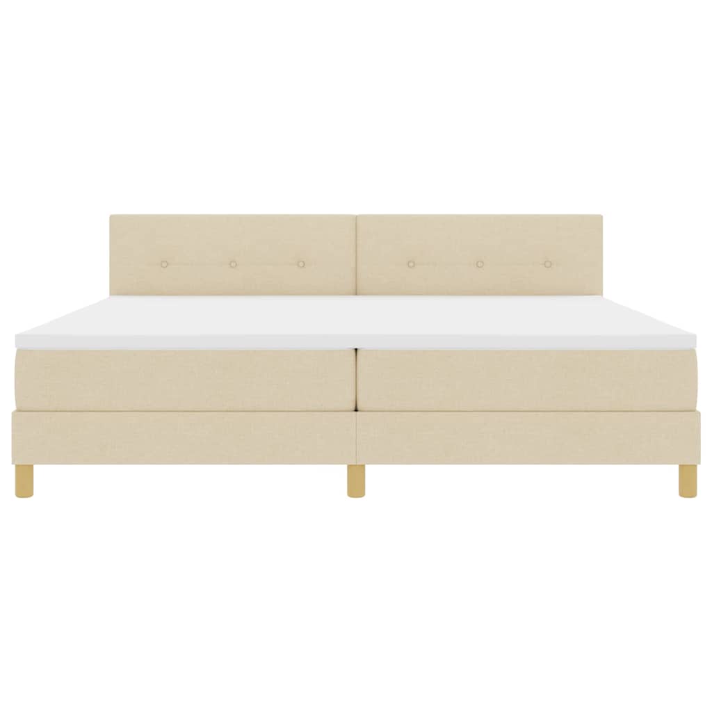 LED Box Spring Bed med pude Creme 200 x 200 cm Stof