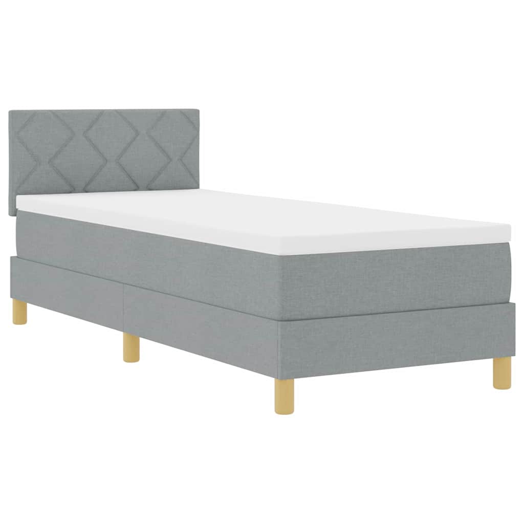 LED Box Spring Bed med LED-lysstrimler Lysegrå 80 x 200 cm Stof