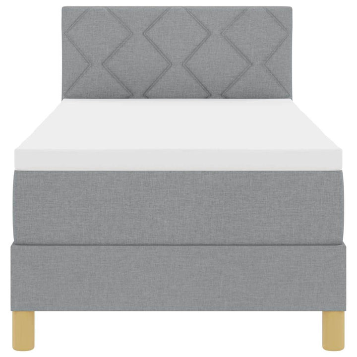 LED Box Spring Bed med LED-lysstrimler Lysegrå 80 x 200 cm Stof
