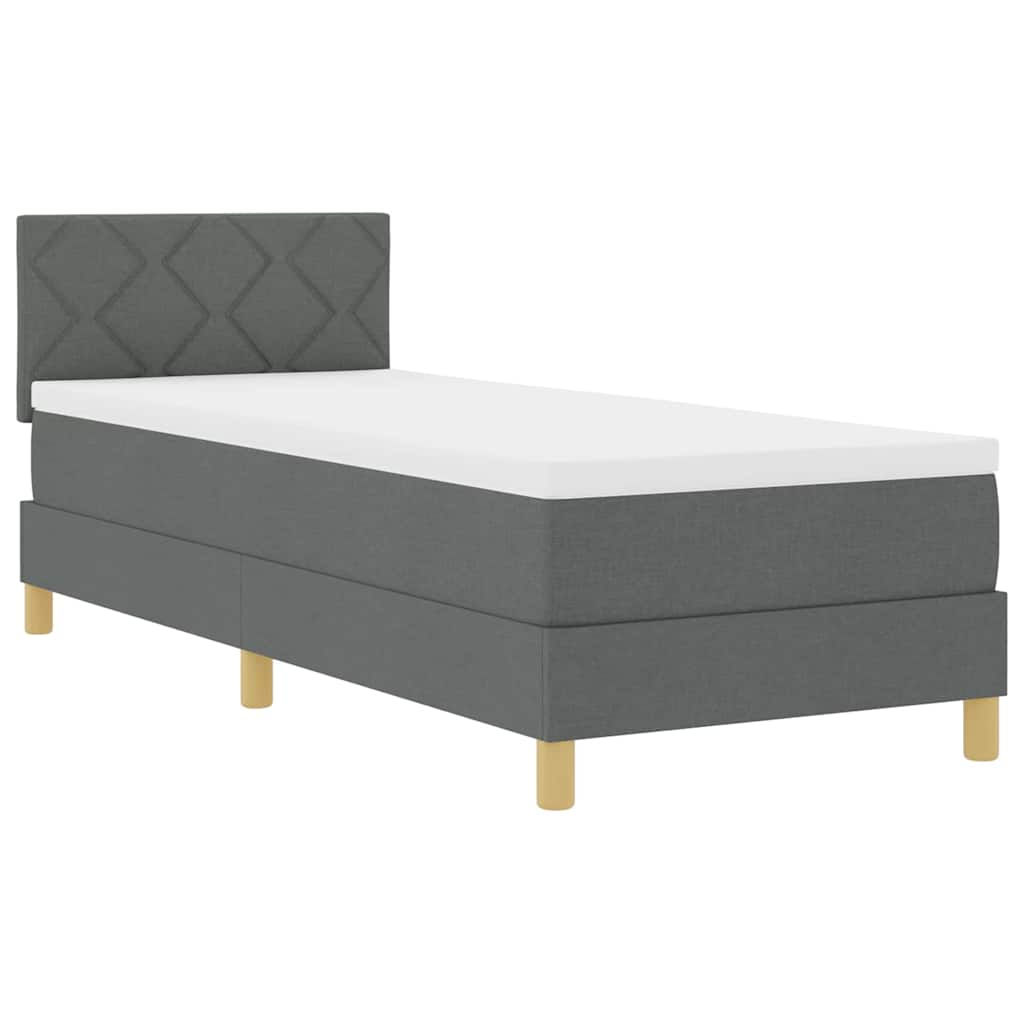 LED Box Spring Bed med pude Mørkegrå 80 x 200 cm Stof
